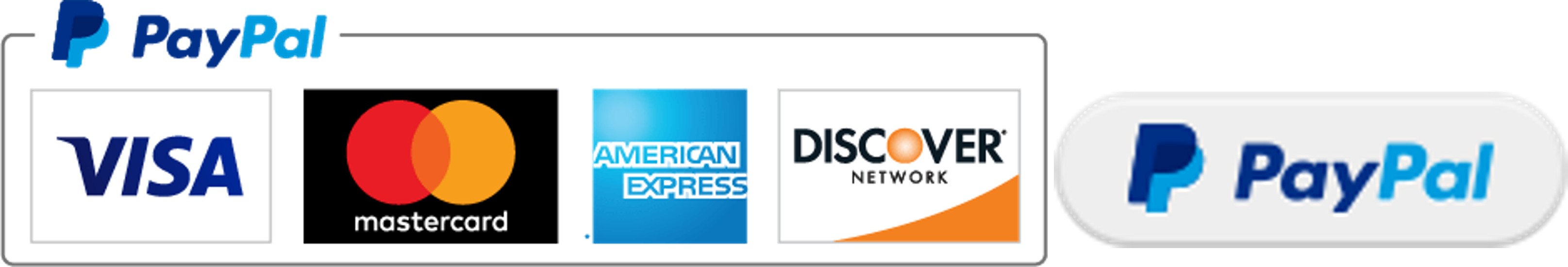 PayPal, Visa, Mastercard, Amex